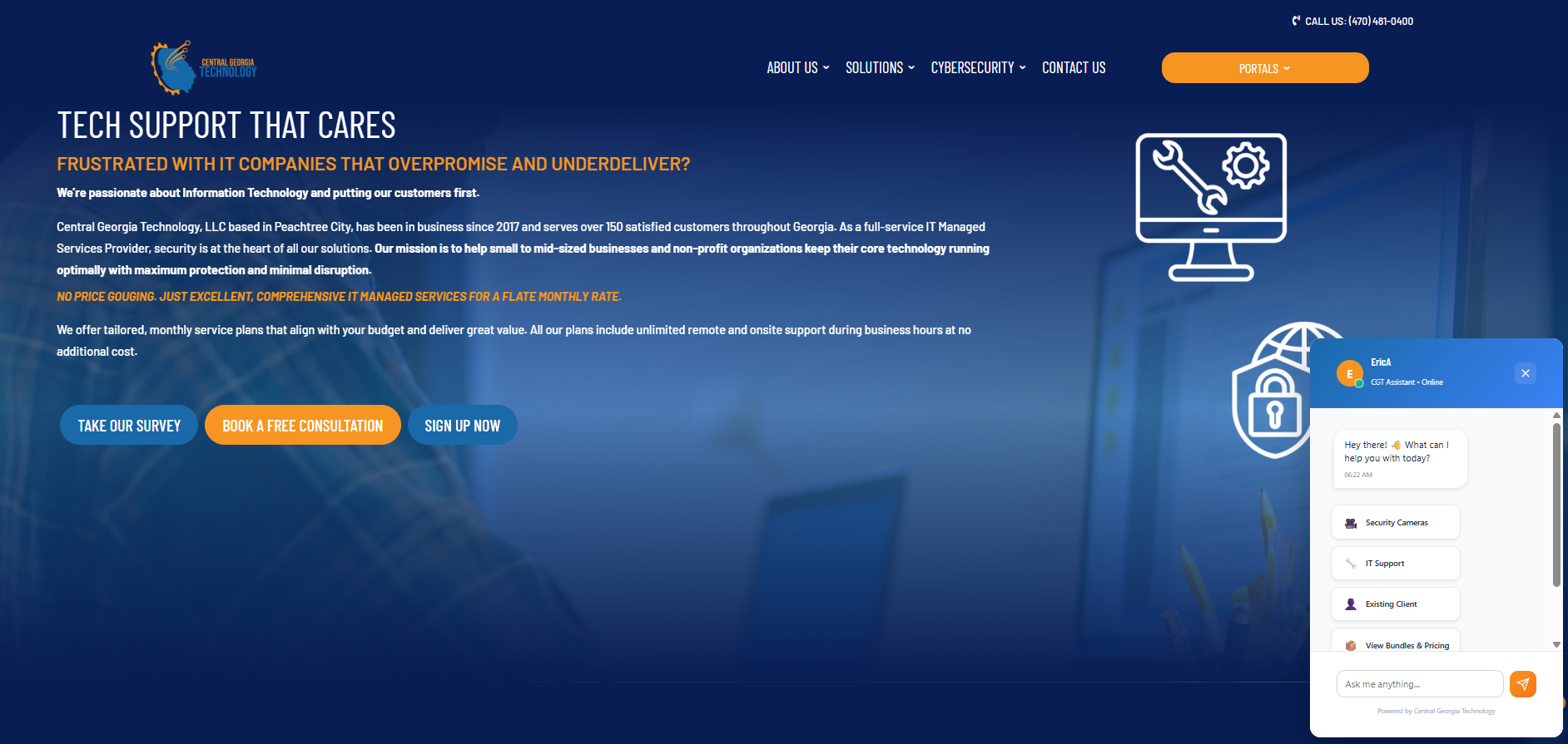 Cengatech IT website with chatbot